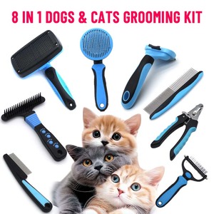 Eco-Friendly Plastic & Aço Inoxidável <span class=keywords><strong>Dog</strong></span> & Cat Pet <span class=keywords><strong>Grooming</strong></span> <span class=keywords><strong>Tool</strong></span> Set com pente Banho Escova & Derramamento Escova para Pet Care - Product Image 2