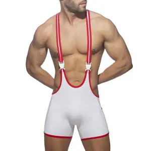 金·麦格林明星男士修身内衣摔跤紧身胸衣带扣设计造型汗衫紧身衣运动连身衣