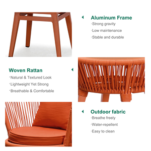 Conjunto de Sofás de Jardín Modernos de Aluminio, Impermeables, Ecológicos y Duraderos para Exteriores, Patio Trasero, Villa, Patio, Parque, Hotel - Product Image 3