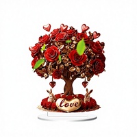 Großhandel Blumen-Rosenbaum 2D Flacher Herzförmiger Acryl Wasserdichter Moderner Weihnachts- und Valentinstag-Heimdekoration für die Familie
