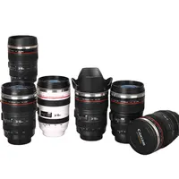 Ef24-105mm de cámara Slr de acero inoxidable personalizado, tazas térmicas de lente de cámara autoagitadora, color negro