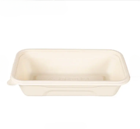 Boîtes alimentaires rectangulaires noires jetables à trois compartiments en amidon de maïs, compatibles micro-ondes, 8x8 pouces, GOLD-48, emballage alimentaire