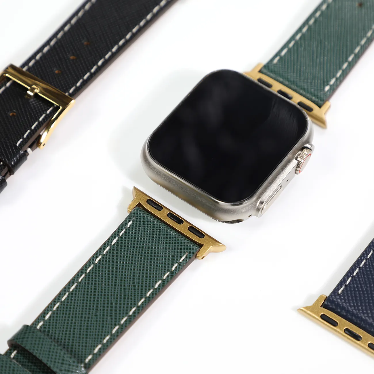 이탈리아 사피아노 블랙 블루 클래식 정품 가죽 스트랩 애플 시리즈 8 7 6 5 4 3 2 스마트 시계 용 퀵 릴리스 시계 밴드