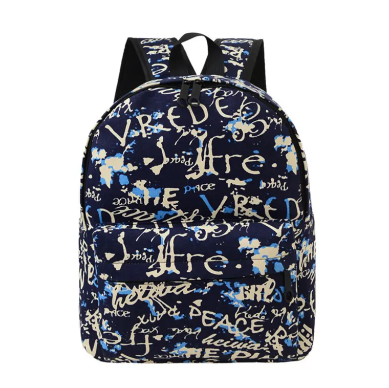 Wholesale Fashion Popular New Designed Teenage Girls with Printing and Embroidery Backpacks Free Sample Canvas Polyester Zipper