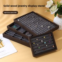 Plateau à bijoux rectangulaire rétro en noyer noir haut de gamme pour montres, bracelets, boucles d'oreilles, bagues - Présentoir de rangement pour bijoux