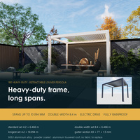Pergola rétractable en aluminium OEM avec porte coulissante en verre, toit à lames motorisé, gazebo pour terrasse extérieure commerciale