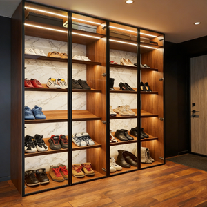 Wholesale Luxury Entrance <strong>Shoe</strong> <strong>Rack</strong> with Integrated LED Strips Glass Display Case for Sneakers and Luxury Handbags - Product Image 3