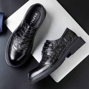 Zapatos de cuero de negocios de nuevo estilo - Cuero genuino liso inglés, transpirable con perforaciones, zapatos formales - Product Image 3