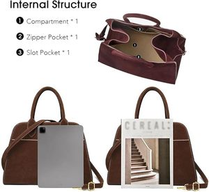 Sac fourre-tout vintage en daim vegan personnalisé pour femme, grande capacité, sac à bandoulière pour le travail et les voyages, sac à main en cuir souple - Product Image 4