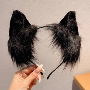 Chat loup renard <span class=keywords><strong>chien</strong></span> <span class=keywords><strong>oreilles</strong></span> bandeau fait à la main fausse fourrure Cosplay Halloween Costume fête - Product Image 3