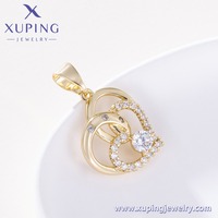 X001279382 XUPING Pendentif Cœur Creux Style Éléphant en Zircon Cubique Synthétique, Breloque Animal Porte-Bonheur pour Collier Femme, Bijoux