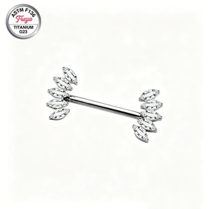 Anneau de <span class=keywords><strong>téton</strong></span> sexy Freya, bijoux de <span class=keywords><strong>piercing</strong></span> personnalisés pour le <span class=keywords><strong>téton</strong></span>, étanche, en titane G23, papillon, zircon, fleur, bijoux de corps tendance - Product Image 4