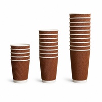 Gobelets en carton ondulé à double paroi pour petit-déjeuner, hôtel, bureau, 6oz 8oz, gobelets jetables pour café et thé avec couvercles