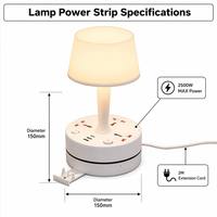 Lámpara de Escritorio LED Multifuncional con Regleta de Enchufes, 3 Tomas de Corriente, 3 Puertos USB, Luz Nocturna de Mesa, Cable de Extensión de 2m, Soporte para Teléfono