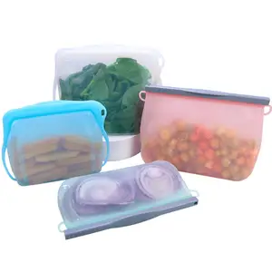 Özel taze tutma temizle dondurucu sebze çantası su geçirmez silikon hava geçirmez katlanır kullanımlık silikon gıda çanta torba