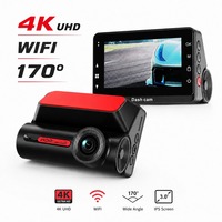Caméra double 4K, enregistreur vidéo automatique, Wi-Fi intégré, écran 3 pouces, batterie 200 mAh, Type C, système de time-lapse 128 Go