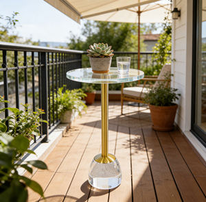 Mesa de Centro Moderna de Acrílico Personalizada con Detalles en Latón Dorado, Marca Yaoming, Calidad Garantizada, Proveedor de <span class=keywords><strong>Muebles</strong></span> para Sala de Estar - Product Image 1