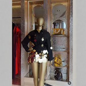 Conjunto de 2 Piezas para Mujer, Camisa y Falda con Adornos Metálicos y Lentejuelas, <span class=keywords><strong>Moda</strong></span> Sehe - Product Image 2