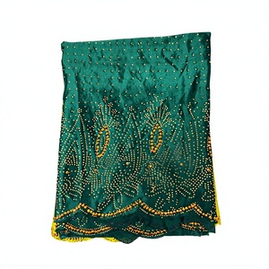 Somali Bridal Dirac Gougra Satin 100% <b>Silk</b> Lightweight Woven 60GSM Eco-Friendly Fabric Floral Pattern High Quality Bedding - Product Image 5