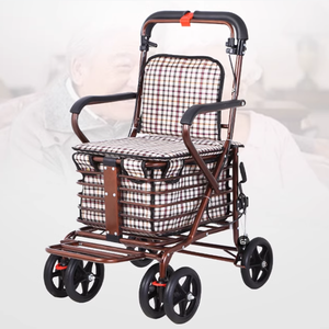 Déambulateur à roulettes en acier réglable en hauteur avec siège - Product Image 4