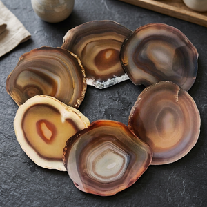 Dessous de verre en pierre d'agate grise, sous-verre, en pierre, pour décoration et cadeau, 90MM — 110MM - Product Image 3