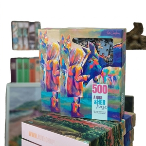 Puzzle personnalisé haut <span class=keywords><strong>de</strong></span> gamme 500 pièces, motif Cheval Fille, impression sérigraphiée, bois <span class=keywords><strong>de</strong></span> bouleau, finition <span class=keywords><strong>huile</strong></span> <span class=keywords><strong>de</strong></span> <span class=keywords><strong>lin</strong></span>, fourniture OEM, décoration murale, jouet Setmerryc - Product Image 2