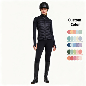 Veste d'<span class=keywords><strong>équitation</strong></span> pour femmes en duvet d'oie personnalisée avec fermeture éclair, coupe ajustée, manches longues pour la compétition et le sport - Product Image 3