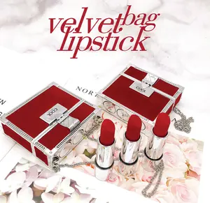 Elegant chain bag private label three-color lipstick set velvet texture waterproof moisturizing matte luxury lipstick