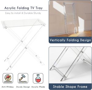 Mesa de bandeja de <span class=keywords><strong>TV</strong></span> de acrílico moderna, muebles plegables, escritorio pequeño para ahorrar espacio, fácil montaje, mesa auxiliar para comer aperitivos, servir - Product Image 5