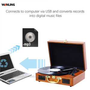 Tourne-disque <span class=keywords><strong>vinyle</strong></span> en bois avec haut-parleurs Blue Tooth Suitcase Vinyl Record AUX in Turntable Player - Product Image 2