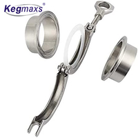 Kegmaxs 1.5 "Tri pince à Tube de 1/2" OD virole de soudure SS304 raccords de tuyaux sanitaires avec pince à triple trèfle et joint en Silicone