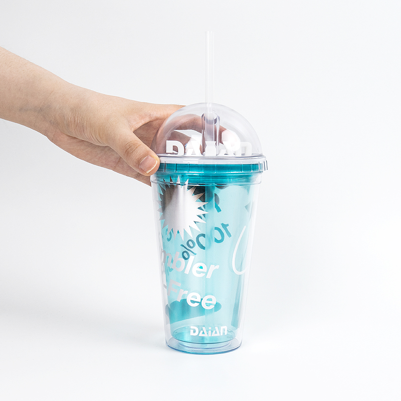 Custom Cute Toy Dome Lid Double Wall Plastic 16oz Acrylic Tumbler with Straw