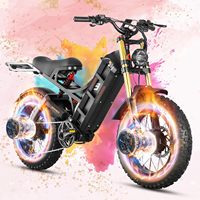 Bicicleta Eléctrica 52V 250W con Cuadro de Acero Aleado, Batería de Litio de 60Ah, Frenos de Disco Hidráulicos y 7 Velocidades para Hombres Adultos