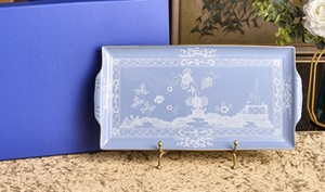 Plateau de service rectangulaire en porcelaine de style italien avec deux poignées, motif paysage vintage, assiette décorative pour table de mariage - Product Image 2