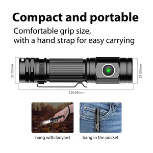 Torcia LED Professionale 2000LM, Impermeabile IP66, 1200mAh, Fascio Regolabile, in Lega di Alluminio, per Campeggio, Sicurezza, Pattugliamento, Uso Industriale - Product Image 4