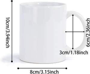 Mug en céramique blanc de 11 oz pour sublimation, tasse à café, mug personnalisé en céramique, revêtement blanc - Product Image 4