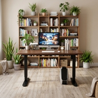 Bureau Ergonomique Moderne Multi-Usages à Hauteur Réglable pour Bureau/Étude à Domicile, en Bois Durable, avec Manivelle Manuelle, pour Position Assise ou Debout