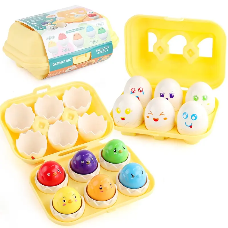 Oeufs assortis de formes et de couleurs Jouets Oeufs de Pâques surprise Boîte à oeufs Jouet éducatif Cadeaux Apprentissage sensoriel Jouet de motricité fine