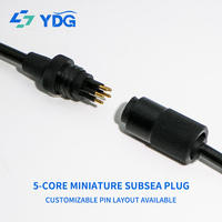 Connecteur micro-circulaire mâle et femelle compatible SubConn MCIL5F+MCIL5M, à emboîtement humide, en acier inoxydable plaqué or, pour applications marines et en eaux profondes