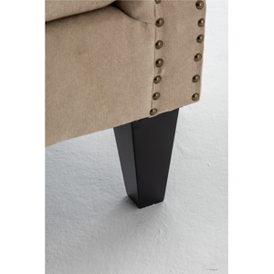 Poltrona Accent Wingback Quadrata Trapuntata <span class=keywords><strong>Beige</strong></span>, Design Chesterfield Moderno, Morbida Poltrona Relax in Lino con Finitura a Borchie e Gambe in Legno per Soggiorno - Product Image 5