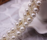 Ruban de dentelle tressé brodé de perles de haute qualité pour robe de mariée