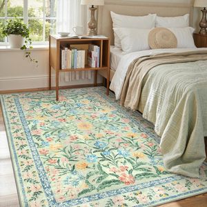 <span class=keywords><strong>Tapis</strong></span> d'appoint doux, écologique, lavable, <span class=keywords><strong>vert</strong></span> <span class=keywords><strong>sauge</strong></span>, style bohème vintage, 6x9, antidérapant, à poils ras, pour chambre d'enfant et décoration intérieure - Product Image 2