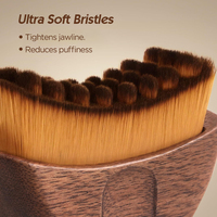 Brosse faciale ovale en bois de noyer pour drainage lymphatique, adaptée au visage, au corps, au menton et à la ligne de la mâchoire, conçue pour s'adapter à la peau
