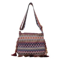 Sac en toile pour femme de style ethnique chinois, nouveau, grande capacité, tendance, avec large bandoulière et accents de pompons