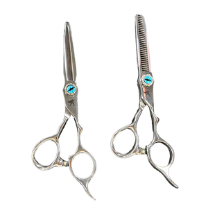 Ensemble de ciseaux de barbier pour droitiers en acier inoxydable 6CR 52HRC, ciseaux de coupe et d'éclaircissement, outil de salon Cat Eye - Product Image 1