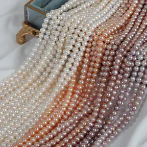 Wholesale 6Mm Natural Freshwater Pearl Potato Loose Pearl Strands For Necklace And Bracelet DIY