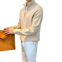 Ventes Flash Usine – Cardigan Homme Tricoté Couleur Unie avec Fermeture Éclair, Col Montant, Coupe Slim, Entièrement Zippé – Manteau Pull Homme Automne Hiver