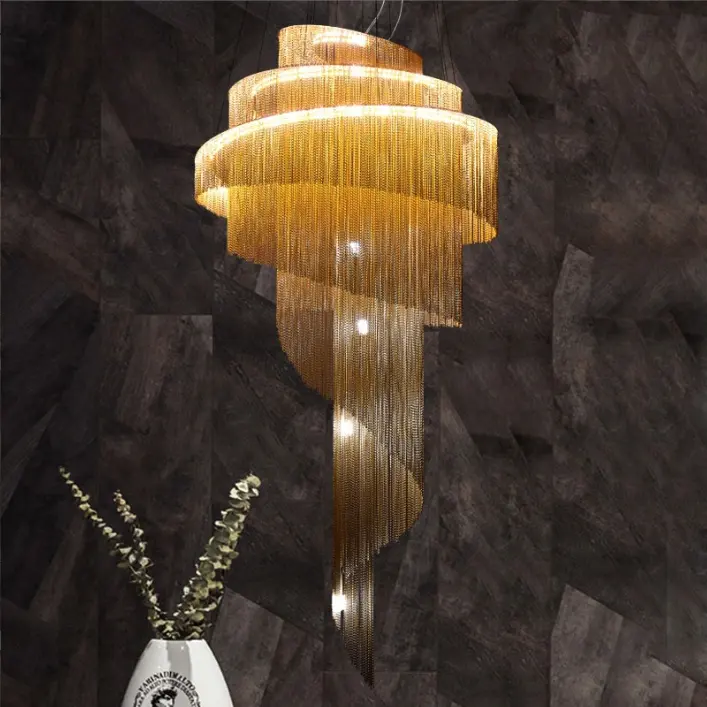 المعاصرة الكلاسيكية مصمم غرفة تزيين مُثبت أضواء Led الثريا شرابة الحديثة السقف الفاخرة دائرة المنزل الذهب الفضة