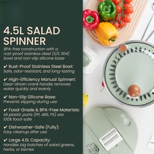 Escurridor de Ensaladas Manual Personalizable de Acero Inoxidable con Asa para Secar Verduras - Product Image 5