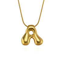 Collier Pendentif Personnalisé en Acier Inoxydable Plaqué Or 18K pour Femme, Lettre Initiale 3D Minimaliste A - Z